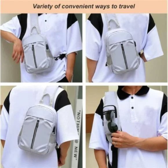 New Sling Backpack Crossbody Outdoor light Grey - Picture 7 of 8